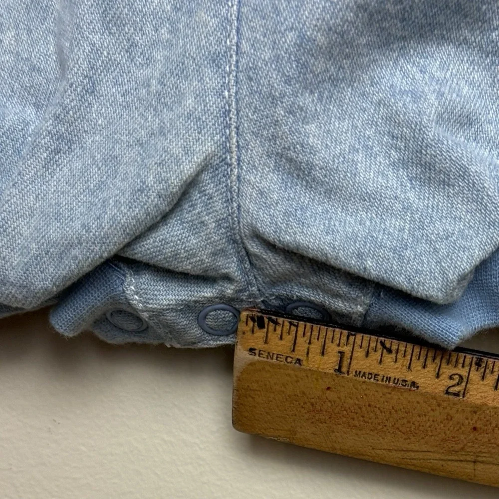 Vintage Gymboree XS 9-18 Months Light Wash Denim Colorful Bubble Romper